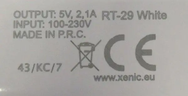 Foto dell’avviso ufficiale: Xenic Travel charger kit Kit caricabatterie da viaggio — rischio: Scossa elettrica