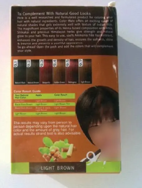 Foto uit de officiële melding: Color Mate Hair Color Haarkleuring — risico: Chemische risico's