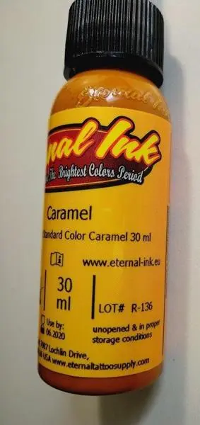 Foto dell’avviso ufficiale: Eternal Ink CARAMEL Inchiostro del tatuaggio — rischio: Rischio chimico (A12/0174/19)