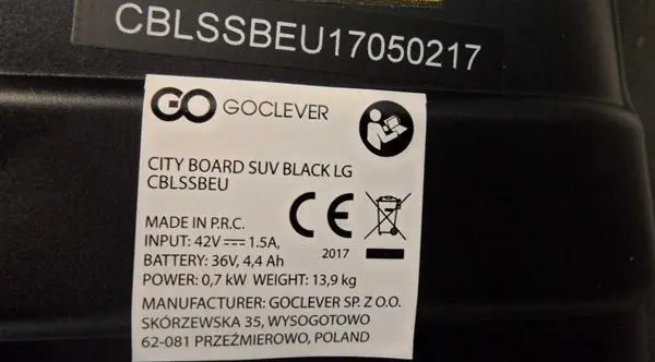 Photo from the official notice: Goclever City Board SUV - Hoverboard self-balancing scooter (hoverboard) — burns & fire risk