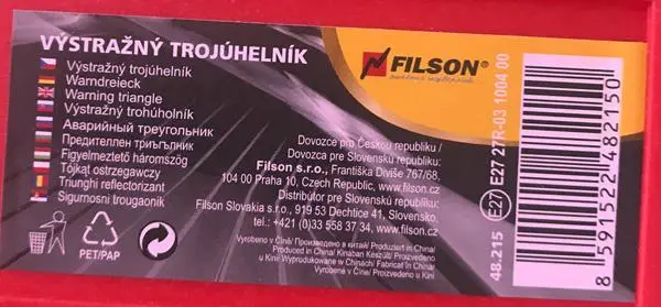 Photo de l’avis officiel: FILSON Výstražný trojúhelník Triangle d’avertissement — risque: Blessures