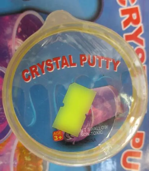 Photo de l’avis officiel: CRYSTAL PUTTY Jouet slime — risque: Risque chimique