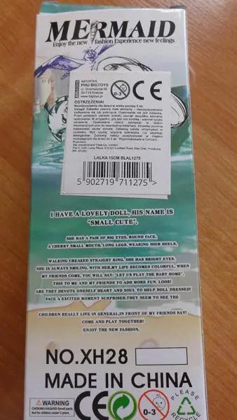 Foto do aviso oficial: Mermaid Boneca de plástico — risco: Químico (A12/0239/19)