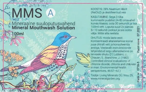 Foto dell’avviso ufficiale: MMS - Mineral Mouthwash Solution Soluzione di lavaggio minerale — rischio: Rischio chimico
