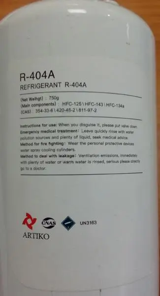 Foto uit de officiële melding: Artiko R-404a Refrigerant Niet-navulbare koelmiddelcilinder — risico: Milieu