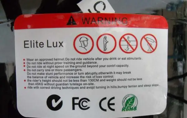 Photo from the official notice: Scooter: Electric Scooter  Power charger: SHENZHEN self-balancing scooter (hoverboard) — burns & fire risk