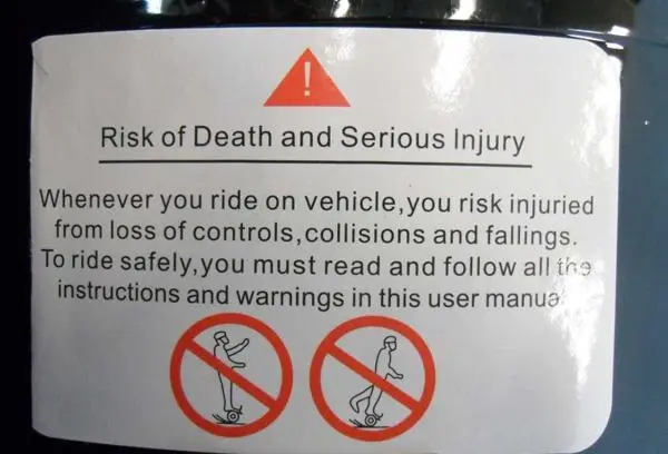 Photo from the official notice: Scooter: Electric Scooter  Power charger: SHENZHEN self-balancing scooter (hoverboard) — burns & fire risk