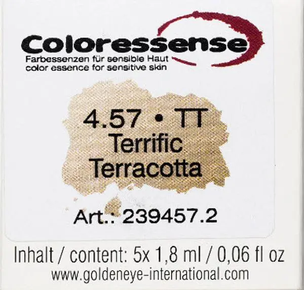 Foto uit de officiële melding: Goldeneye Coloressense Terrific Terracotta Tattoo inkt — risico: Microbiologische risico's