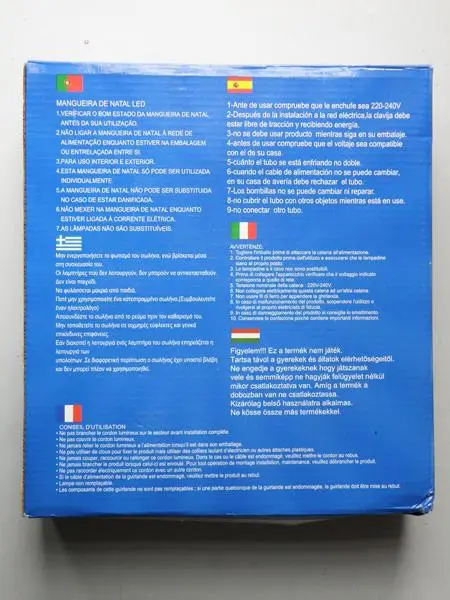 Photo de l’avis officiel: TUBO LUMINOSO Chaîne d’éclairage — risque: Choc électrique