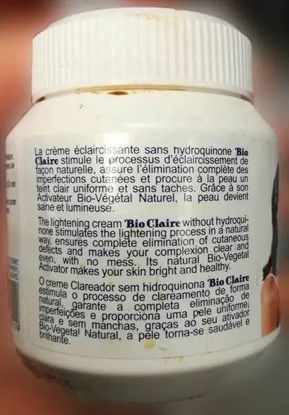 Foto do aviso oficial: Bio Claire Lightening body cream without hydroquinone Produto de clareamento da pele — risco: Químico