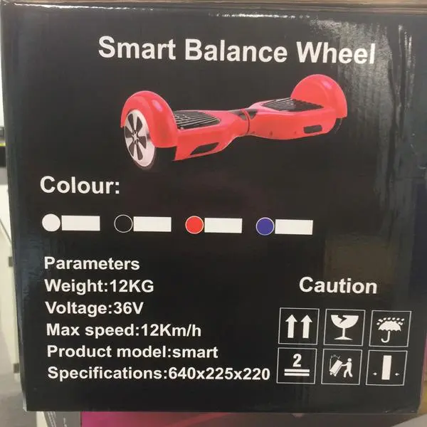 Photo from the official notice: Vinz Hoverboards/ Shenzhen Smart Balance Wheel self-balancing scooter (hoverboard) — burns & fire risk