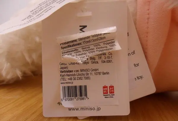 Photo de l’avis officiel: Miniso Life Lucky Jouet doux — risque: Étouffement