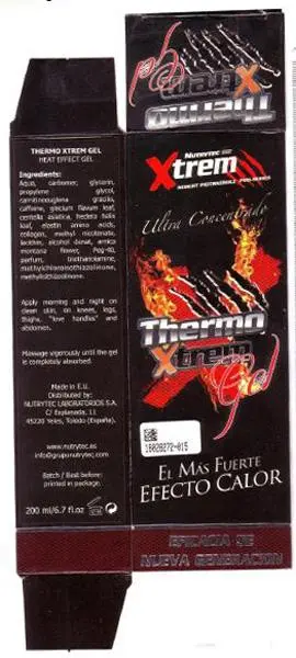 Photo de l’avis officiel: Nutrytec Thermo Xtrem Gel Gel brûleur de graisse — risque: Risque chimique
