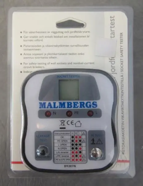 Foto aus der offiziellen Meldung: Malmbergs Socket safety tester Netzsteckdose Tester — Risiko: Elektrischer Schlag