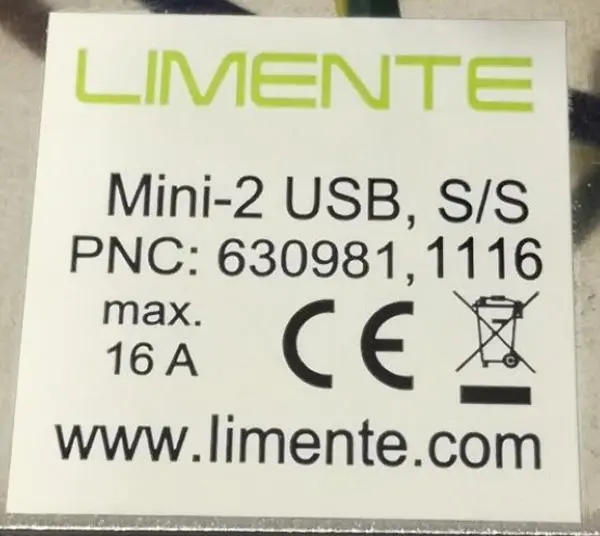 Foto do aviso oficial: Limente Mini-2 USB Tomada de tomada com porta USB — risco: Choque elétrico
