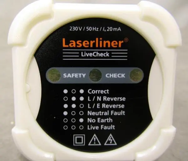 Photo from the official notice: Laserliner mains socket tester — electric shock risk