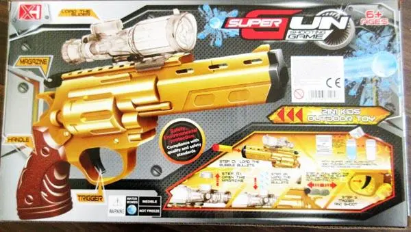 Photo de l’avis officiel: XH Super Gun Shooting Game Jeu de pistolet à jouet — risque: Étouffement & Blessures