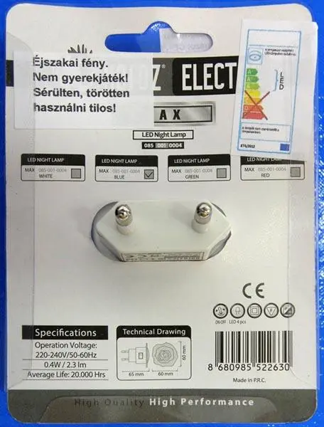 Foto do aviso oficial: HOROZ LED Night Lamp LED noite-luz — risco: Choque elétrico