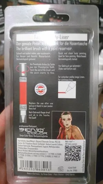 Photo de l’avis officiel: SENJO COLOR Face and Body liner Marqueur de maquillage — risque: Risque chimique