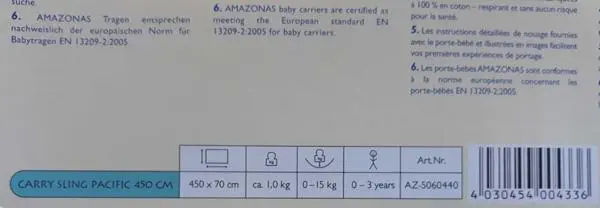 Photo de l’avis officiel: Amazonas Carry Sling Pacific Élingue de bébé — risque: Blessures