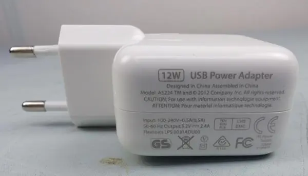 Photo from the official notice: USB Power Adapter — electric shock risk