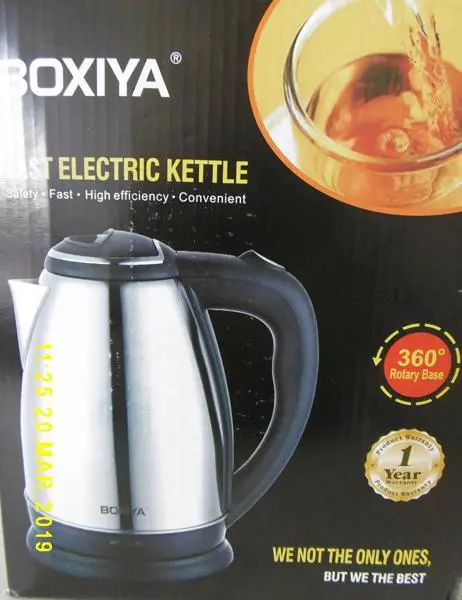 Photo de l’avis officiel: Boxiya Fast Electric Kettle Bouilloire électrique — risque: Choc électrique