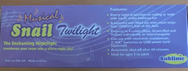 Photo from the official notice: Sublime Musical Snail Twilight plastic turtle — environment risk