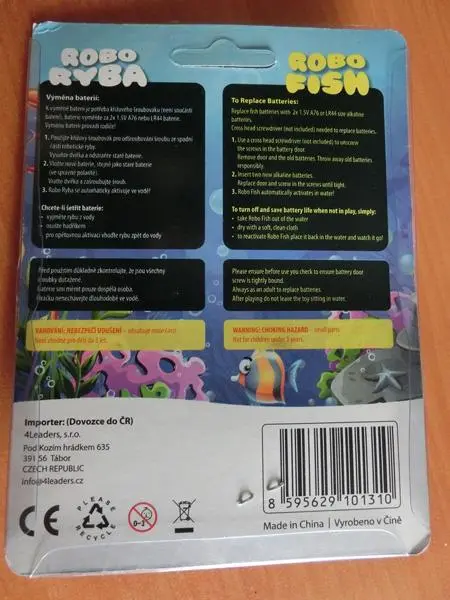 Foto uit de officiële melding: ROBO RYBA / ROBO FISH Plastic vis — risico: Milieu