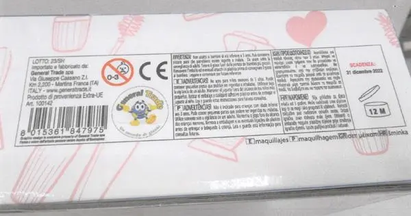 Photo de l’avis officiel: General Trade Lo Scrigno dei trucchi Kit de maquillage de jouet — risque: Risque chimique