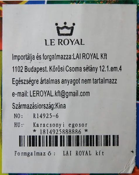 Photo de l’avis officiel: LE ROYAL LED LIGHTS Chaînes d’éclairage — risque: Brûlures & Choc électrique