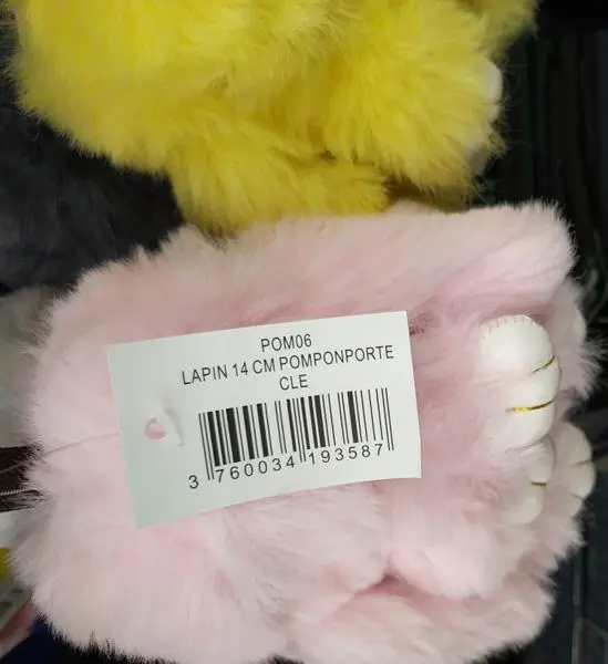 Photo from the official notice: Rabbit keychain keyring with a plush toy — choking risk