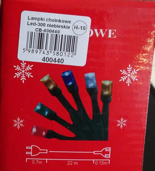 Photo de l’avis officiel: Lampki choinkowe LED Chaîne d’éclairage LED — risque: Choc électrique (A12/0851/19)