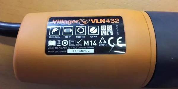 Photo de l’avis officiel: VILLAGER Angle grinder Villager Broyeur d’angle — risque: Blessures