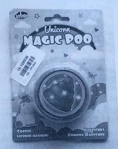 Photo de l’avis officiel: Tobar Magic Poo/ Unicorn Magic Poo Jouet mastic/slime — risque: Risque chimique