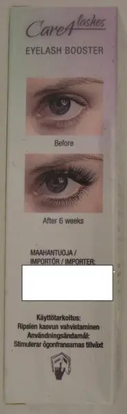 Photo de l’avis officiel: Care 4 lashes Eyelash booster Sérum de croissance des cils — risque: Risque chimique