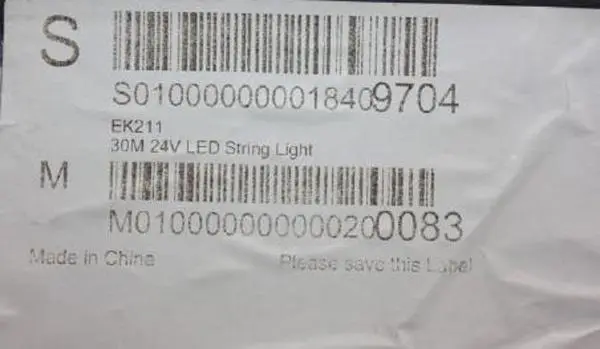 Photo from the official notice: 30M 24V  LED String Light led lighting chain/ string — electric shock risk