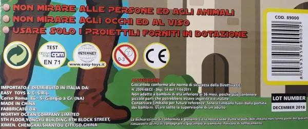 Foto dell’avviso ufficiale: Easy Toys Piccolo Arciere Set di arco giocattolo e freccia — rischio: Rischio chimico