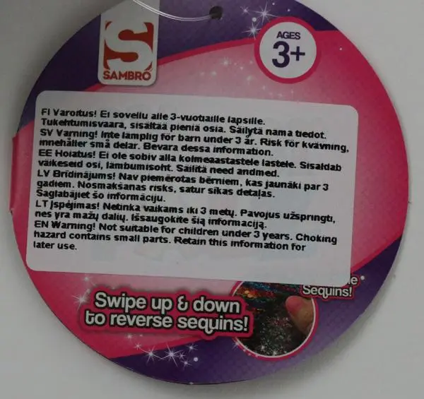 Foto dell’avviso ufficiale: Glitter Palz, Sambro Plush clip-on and Plush toy Giocattolo morbido con paillettes — rischio: Ostruzione delle vie aeree