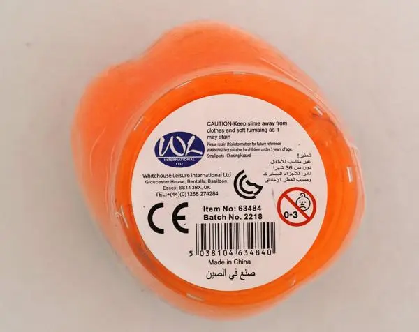 Photo de l’avis officiel: 1) Egg slime, 2) Noise putty - Whoopie goo Jouet slime — risque: Risque chimique