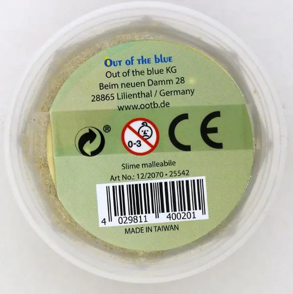 Photo de l’avis officiel: Out of the Blue Glitter Putty Jouet slime — risque: Risque chimique
