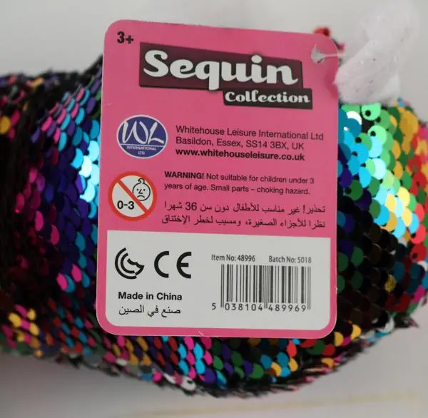 Photo from the official notice: 2) Bananas Sequin Collection soft-filled toy with sequins — choking risk