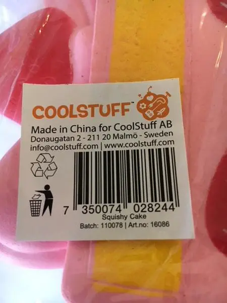 Photo de l’avis officiel: Coolstuff Squishy Cake Jouet pressable — risque: Risque chimique