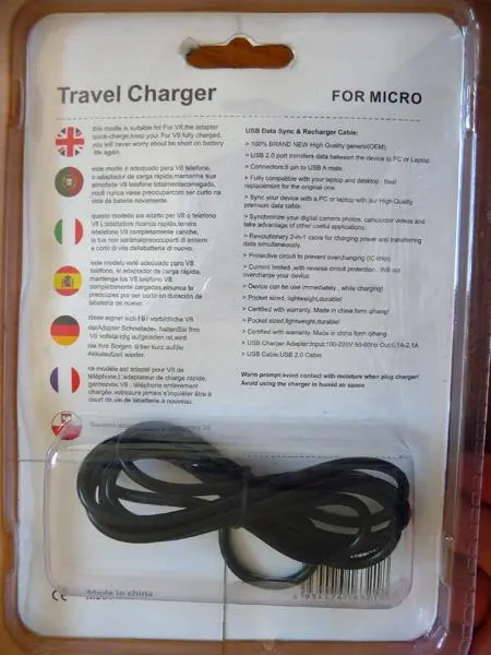 Photo de l’avis officiel: Travel Charger Chargeur micro-USB — risque: Choc électrique