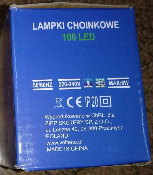 Foto do aviso oficial: Volteno Lampki choinkowe Corrente de iluminação LED — risco: Choque elétrico