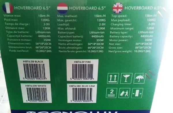 Photo de l’avis officiel: TECNOLUX Hoverboard 6.5" Scooter auto-équilibrage (Hoverboard) — risque: Brûlures & Incendie