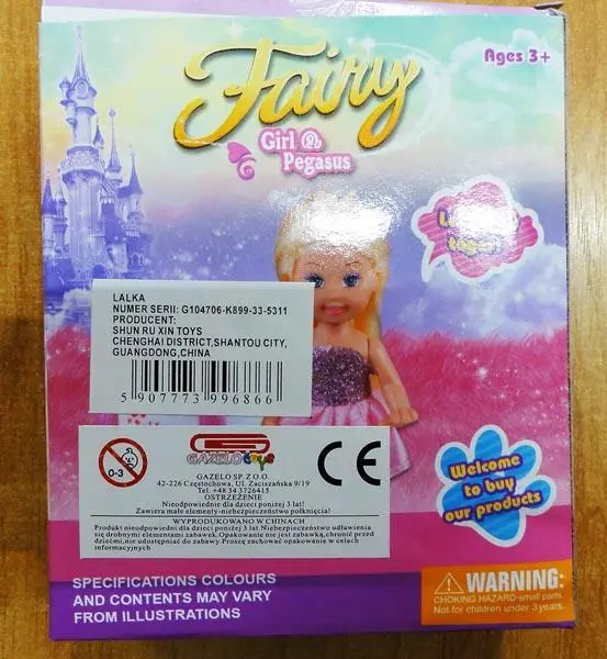 Foto do aviso oficial: Gazelo Toys Fairy Girl &amp; Pegasus Conjunto de bonecas de plástico — risco: Químico