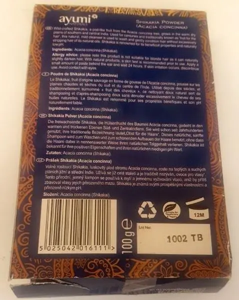 Photo de l’avis officiel: Ayumi Naturals Shikakai Powder 100% Natural Hair Cleanser Produit de soins capillaires — risque: Risque microbiologique