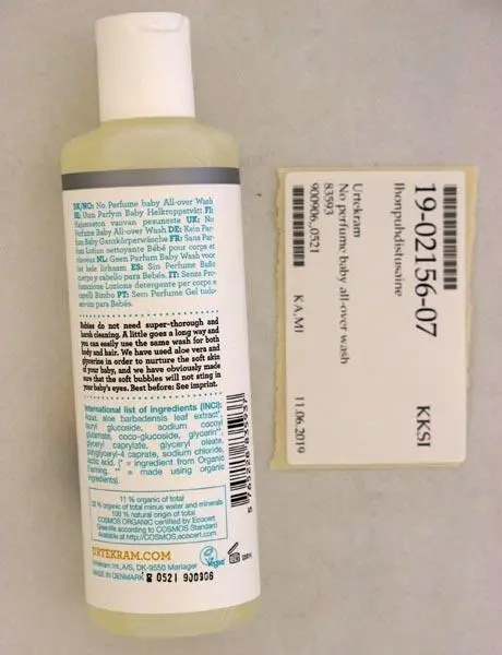 Photo de l’avis officiel: Urtekram All-over wash - No Perfume Baby Lavage de bébé tout-over — risque: Risque microbiologique