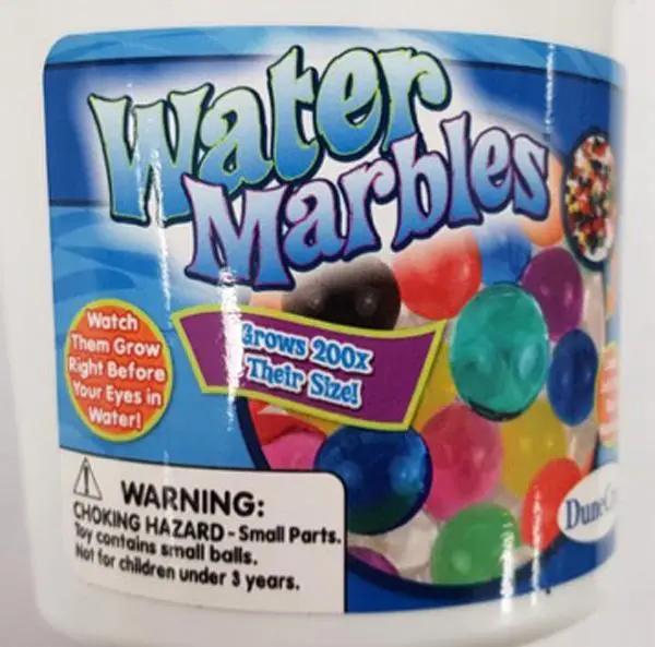 Photo de l’avis officiel: Dune Craft Water Marbles Jouet extensible — risque: Étouffement & Blessures