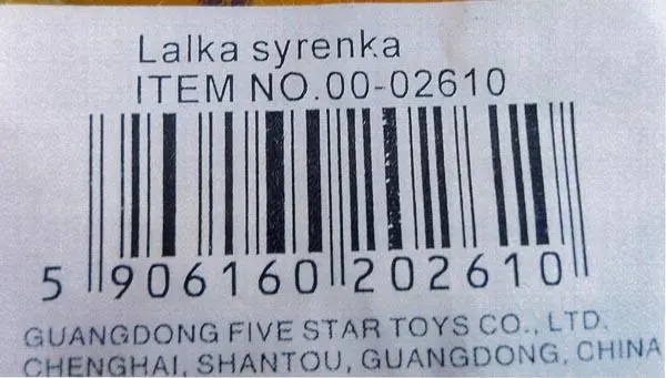 Foto do aviso oficial: KRIS-TAEM Lalka syrenka Boneca de plástico — risco: Químico